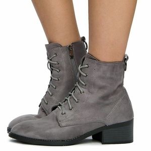 🆕 Women's Suede Lace-Up Zipper Combat Boots size 9